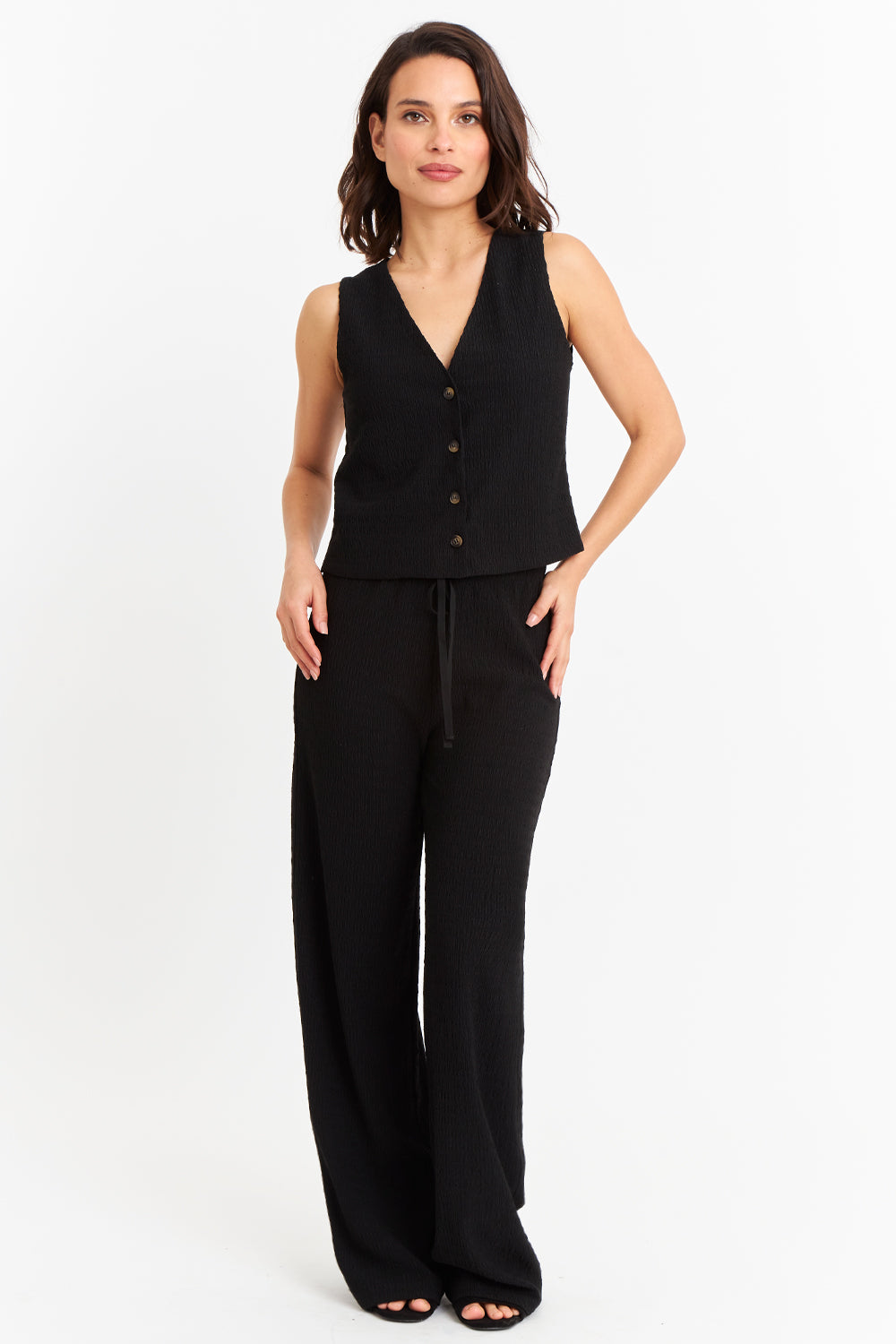 Gilet Tipo Crepé Negro