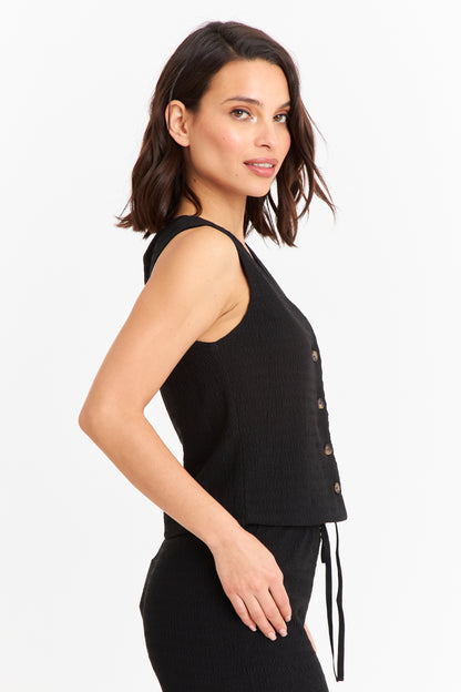 Gilet Tipo Crepé Negro