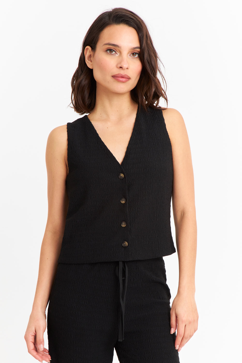 Gilet Tipo Crepé Negro