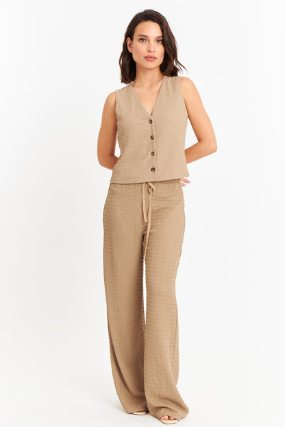 Gilet Tipo Crepé Khaki