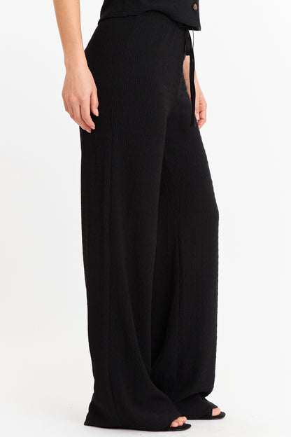 Pantalón Tipo Crepé Ajustable Negro