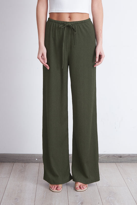 Pantalón Crepé con Lazo Ajustable Oliva
