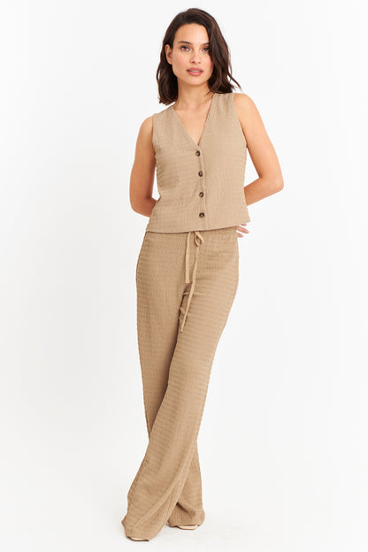Pantalón Tipo Crepé Ajustable Khaki