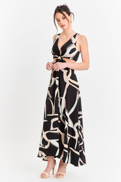 Vestido largo con aberturas laterales Negro