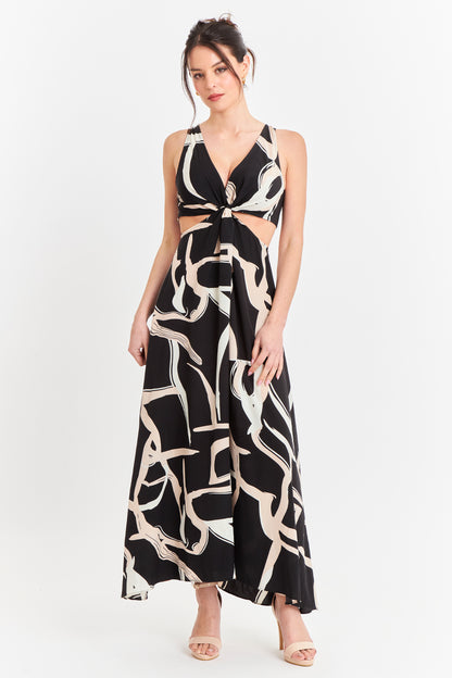 Vestido largo con aberturas laterales Negro