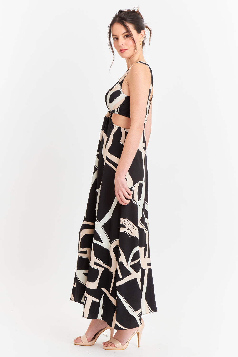 Vestido largo con aberturas laterales Negro