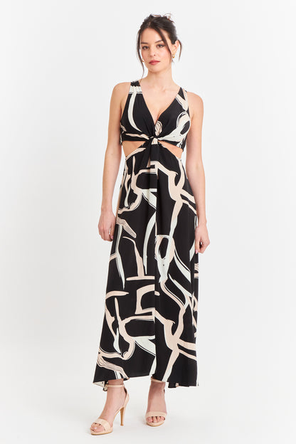 Vestido largo con aberturas laterales Negro