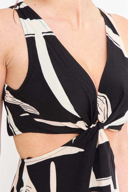 Vestido largo con aberturas laterales Negro