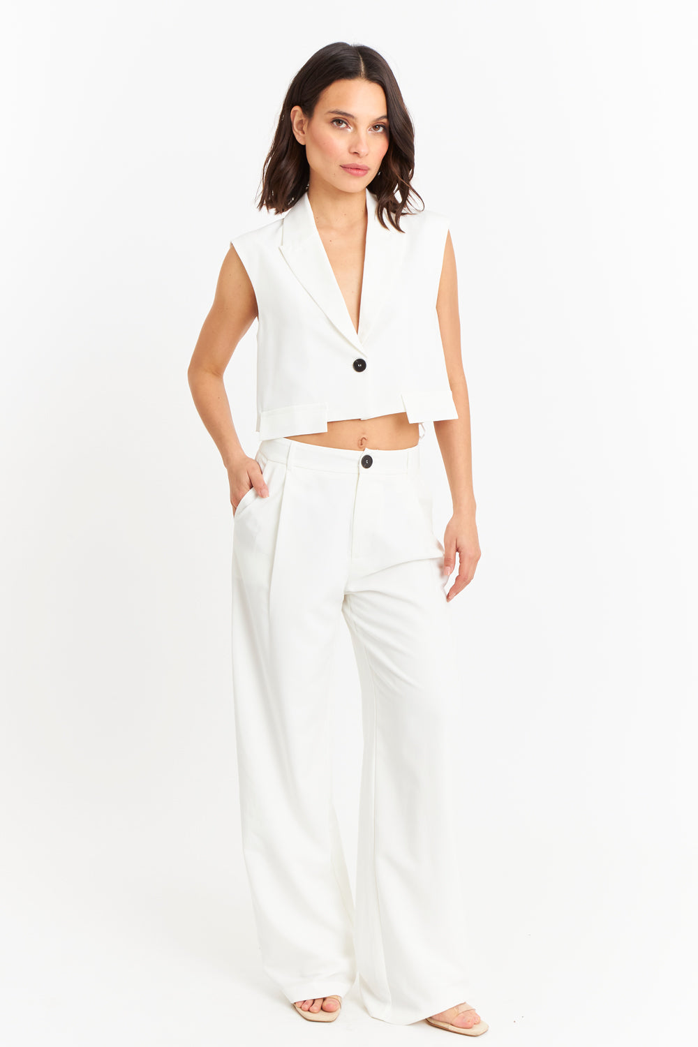 Pantalón Vestir Recto Blanco