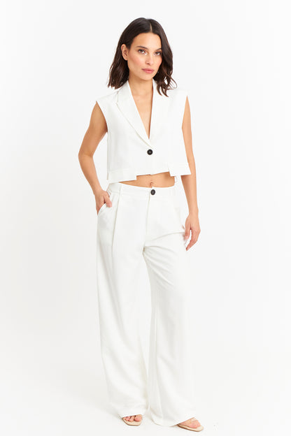 Pantalón Vestir Recto Blanco