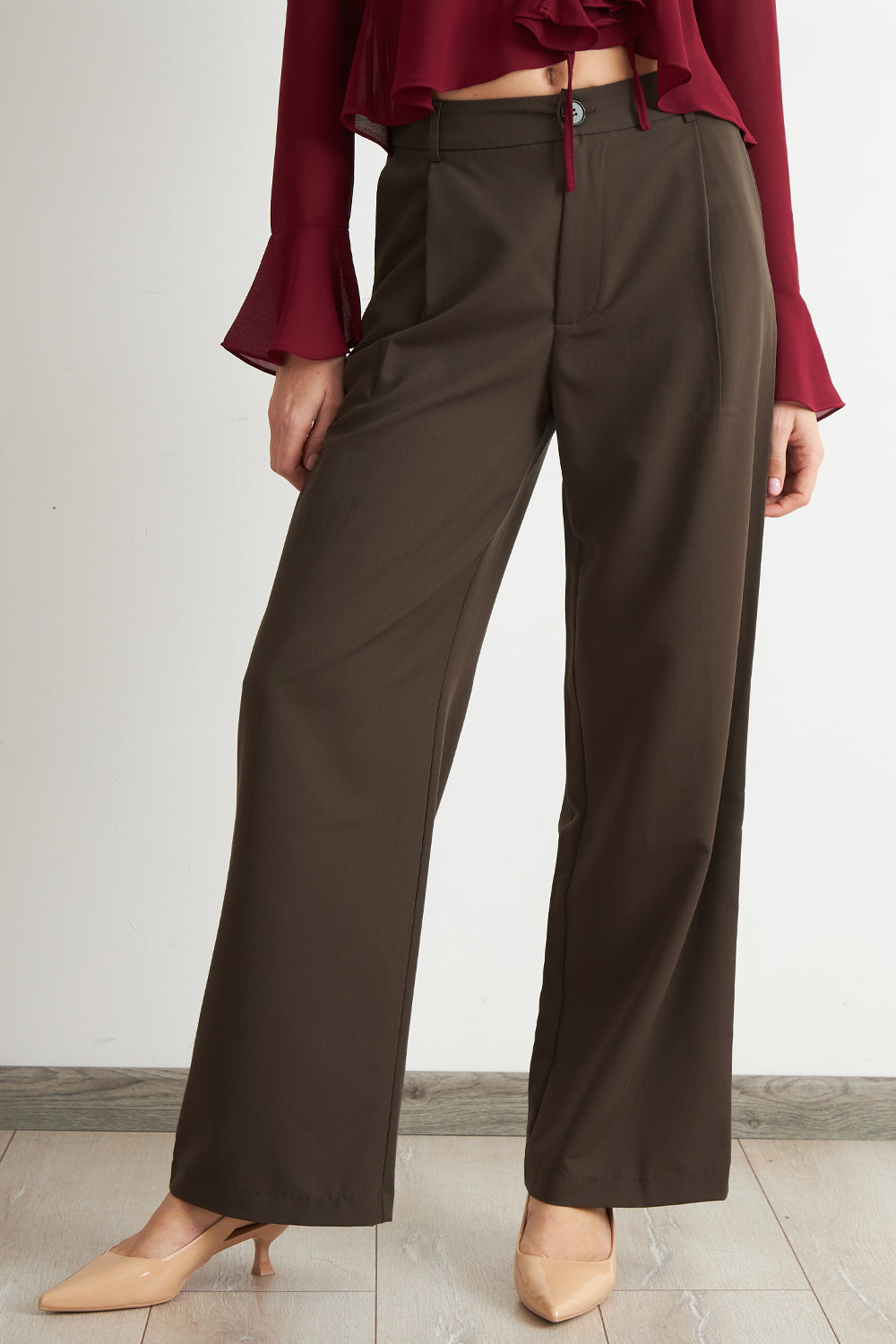 Pantalón Vestir Recto Café