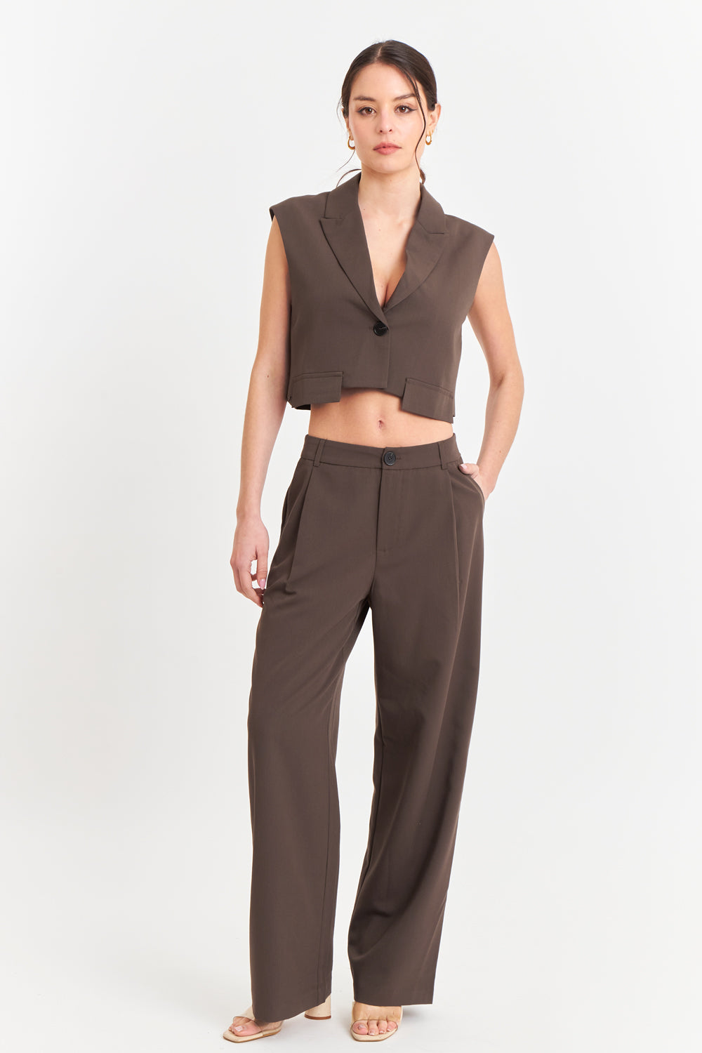 Pantalón Vestir Recto Café