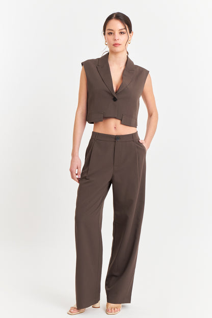 Pantalón Vestir Recto Café