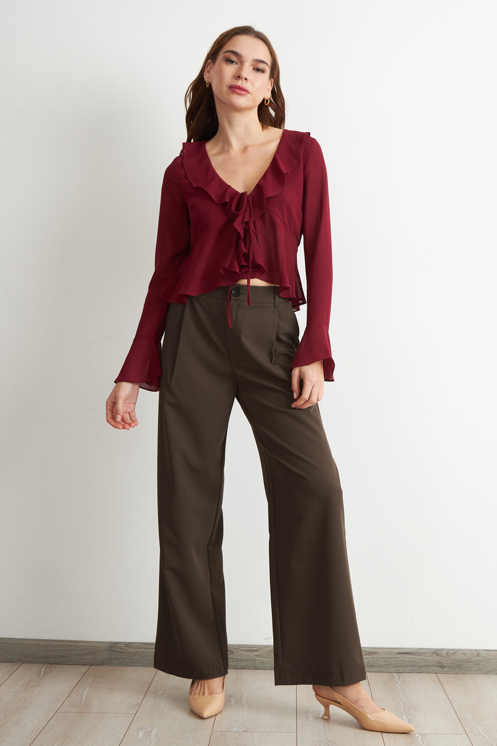 Pantalón Vestir Recto Café