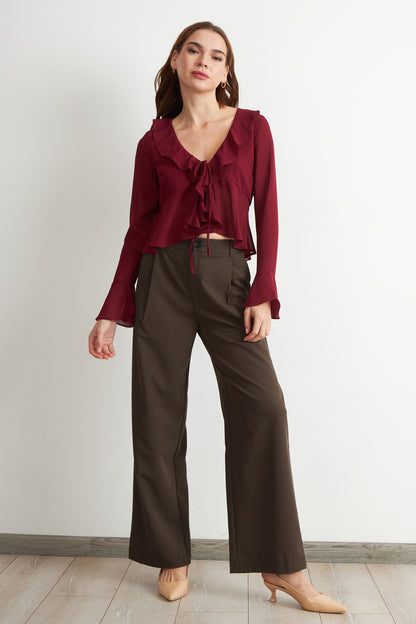 Pantalón Vestir Recto Café