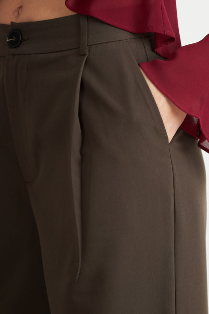 Pantalón Vestir Recto Café