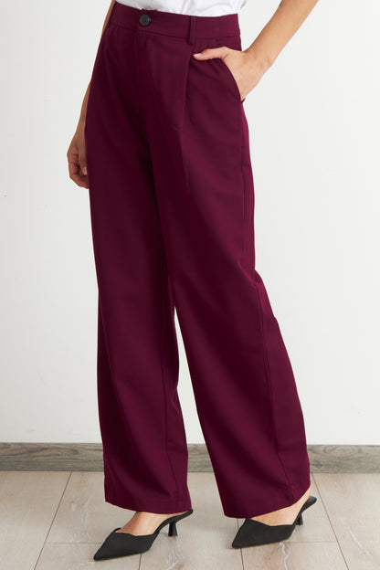 Pantalón Vestir Recto Burdeo
