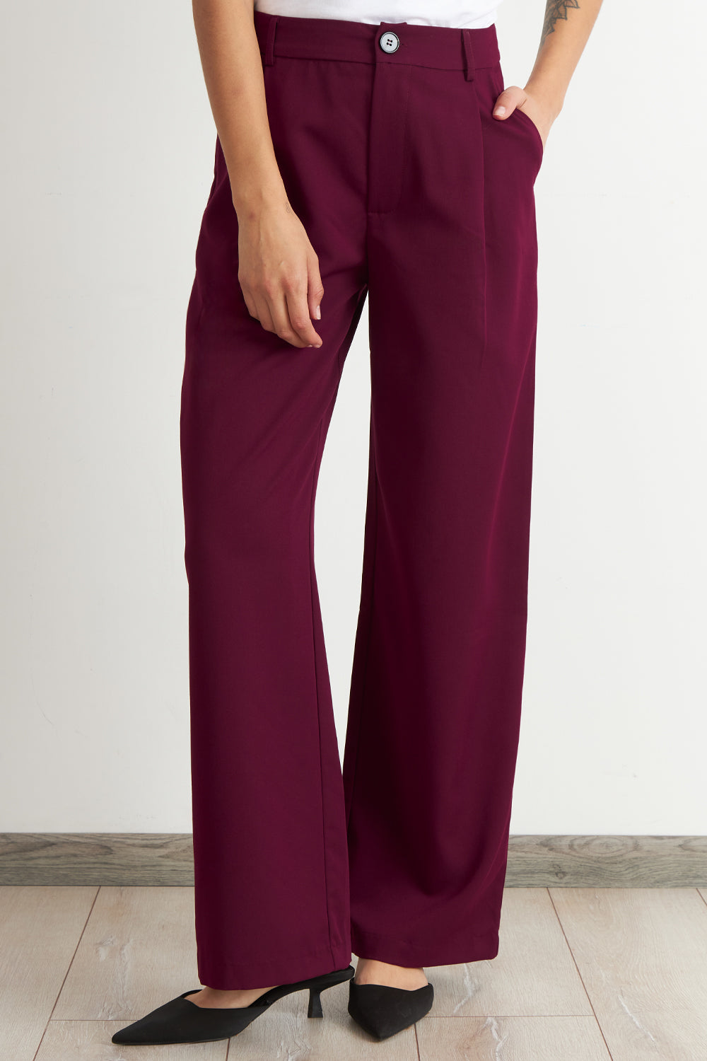 Pantalón Vestir Recto Burdeo