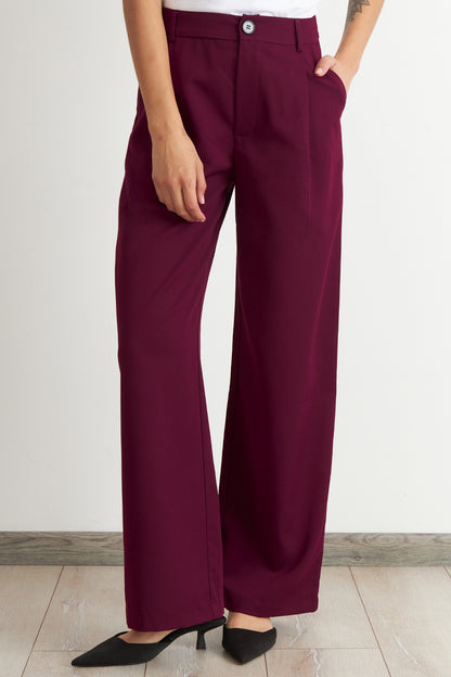 Pantalón Vestir Recto Burdeo
