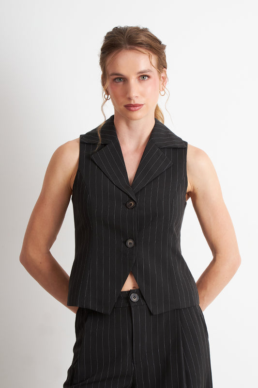 Gilet Negro Rayas Diplomáticas