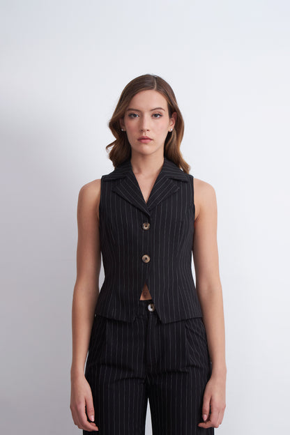 Gilet Negro Rayas Diplomáticas