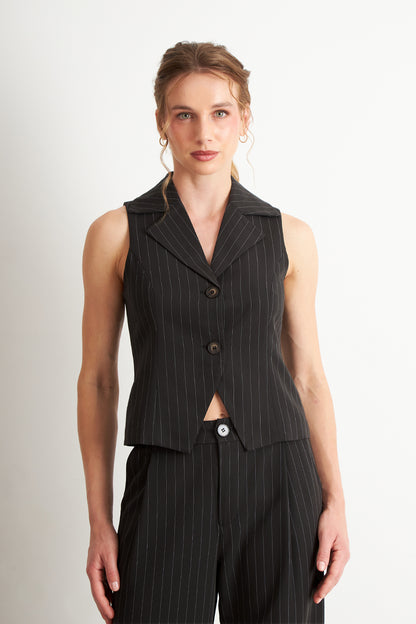 Gilet Negro Rayas Diplomáticas