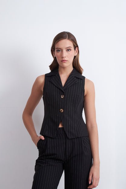 Gilet Negro Rayas Diplomáticas