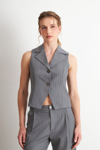 Gilet Gris Rayas Diplomáticas