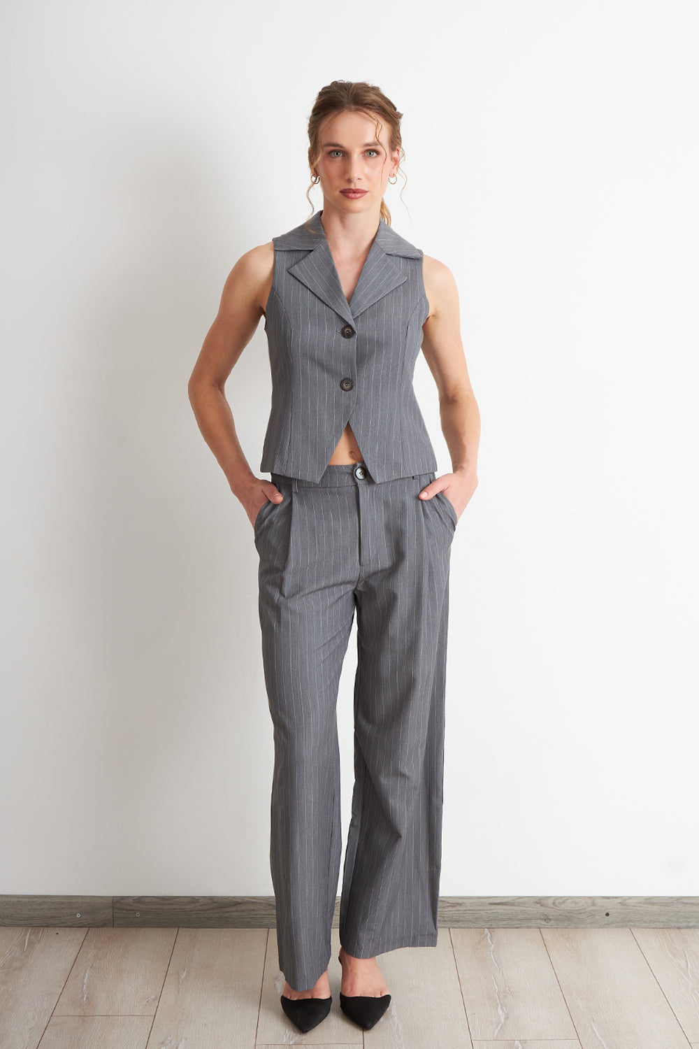 Gilet Gris Rayas Diplomáticas