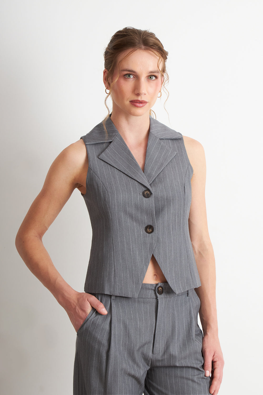 Gilet Gris Rayas Diplomáticas