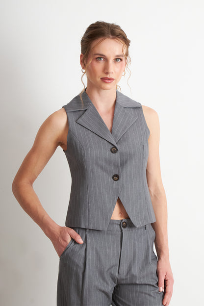 Gilet Gris Rayas Diplomáticas