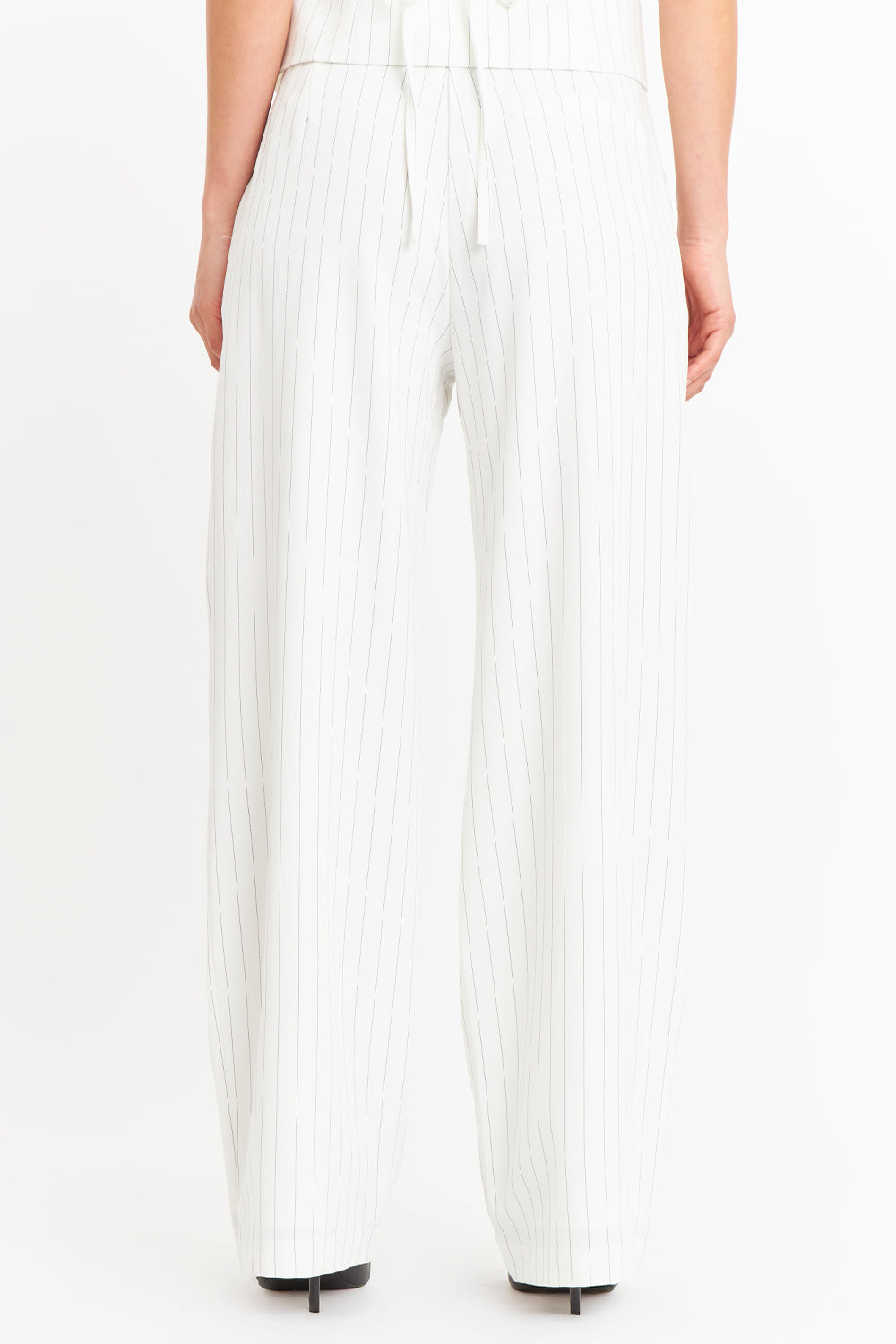 Pantalón de Pierna Recta Raya Diplomática Blanco