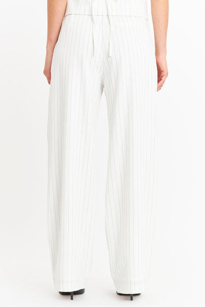 Pantalón de Pierna Recta Raya Diplomática Blanco