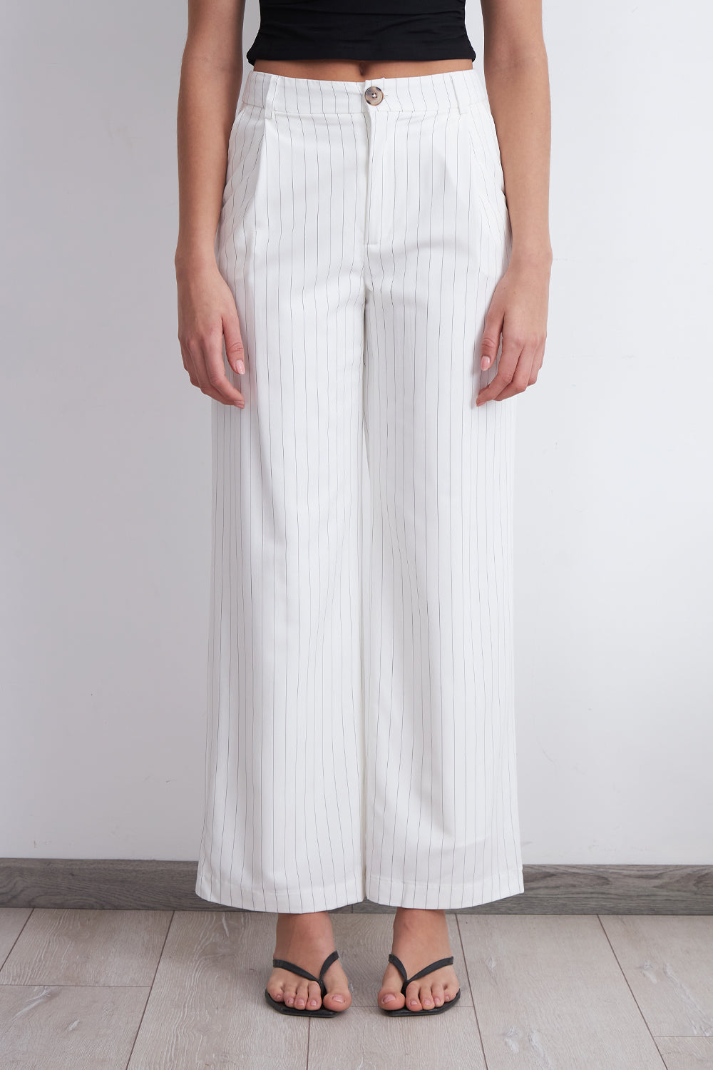Pantalón de Pierna Recta Raya Diplomática Blanco