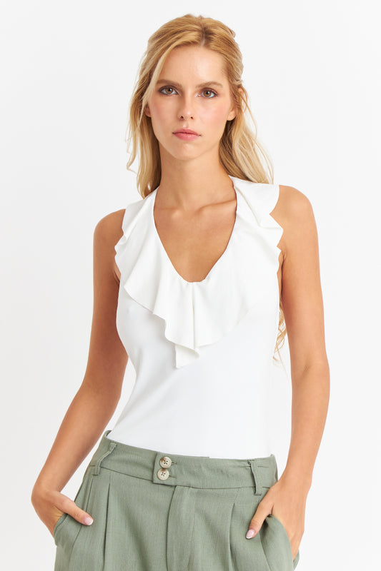 Body Escote Volantes Blanco