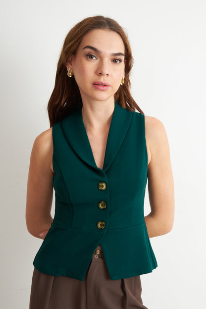 Gilet Sastre Entallado Verde Oscuro