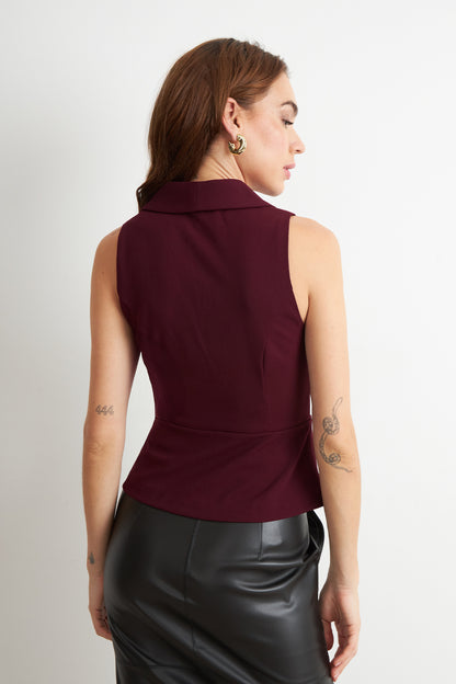 Gilet Sastre Entallado Burdeo