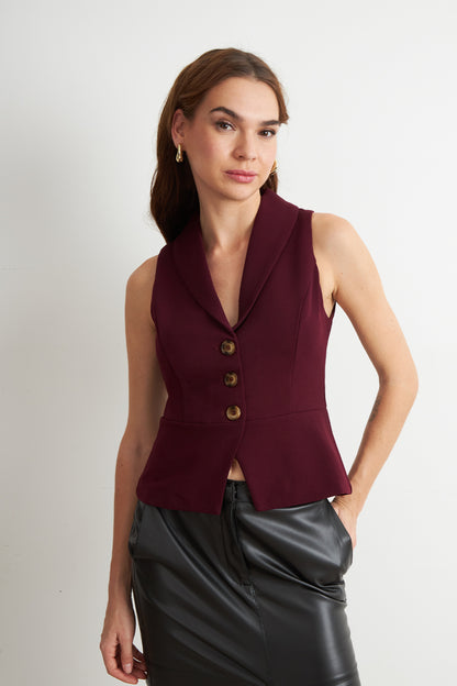 Gilet Sastre Entallado Burdeo