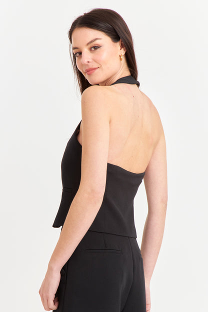 Gilet Halter Espalda Descubierta Negro