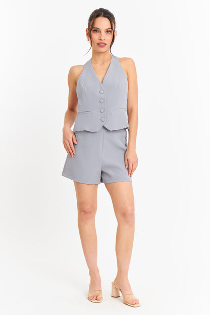 Gilet Halter Espalda Descubierta Gris