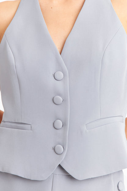 Gilet Halter Espalda Descubierta Gris