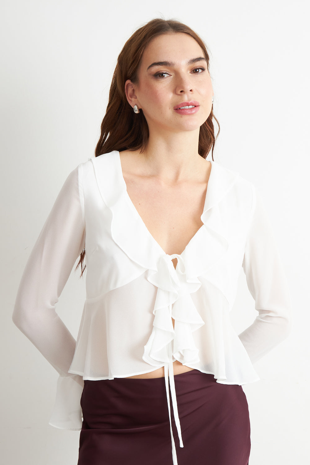 Blusa Vuelos Manga Larga Blanco