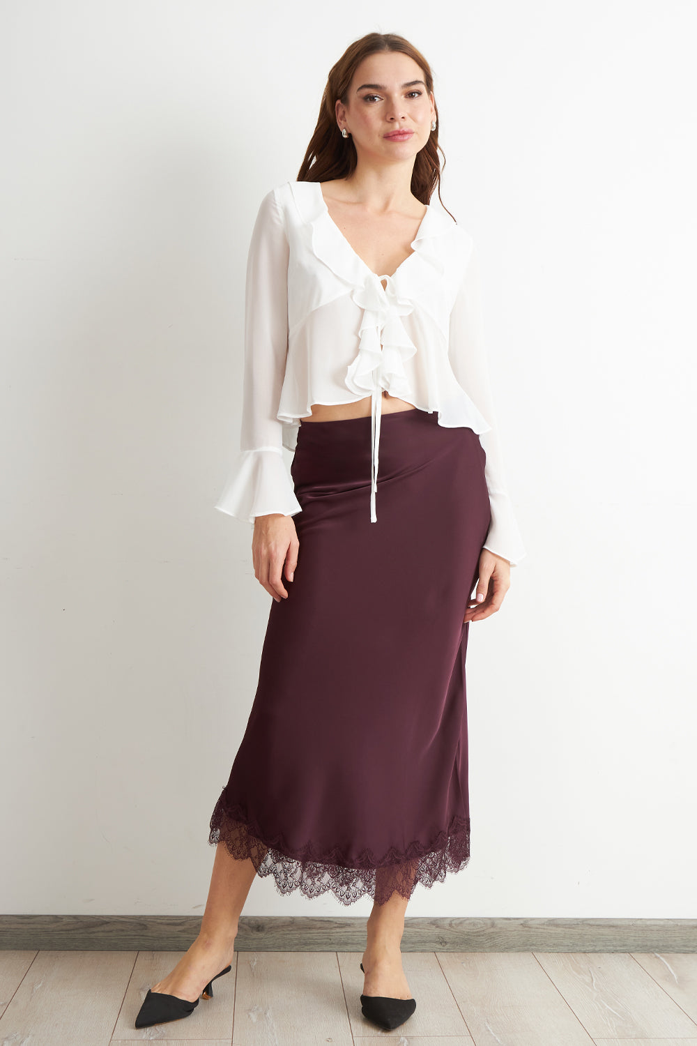 Blusa Vuelos Manga Larga Blanco