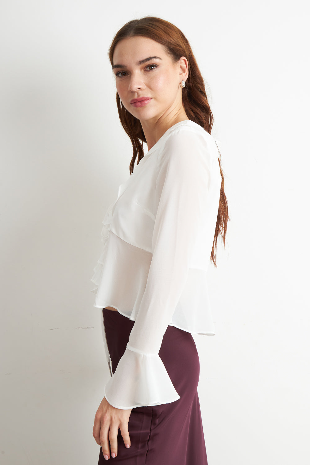 Blusa Vuelos Manga Larga Blanco