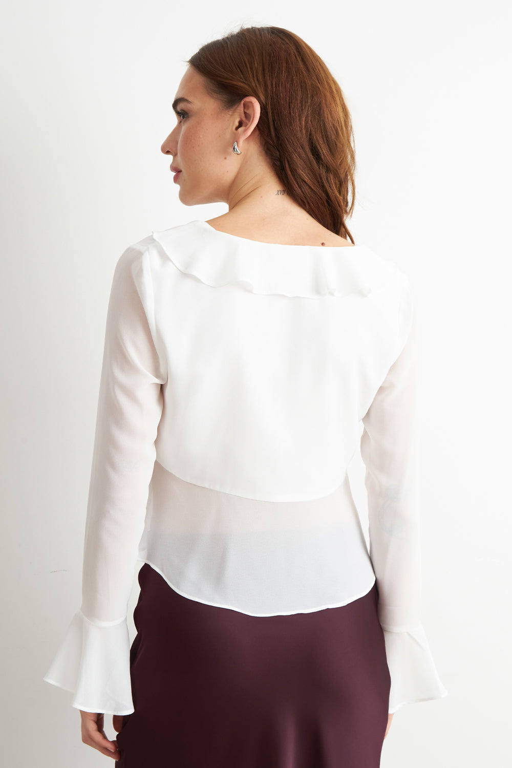 Blusa Vuelos Manga Larga Blanco