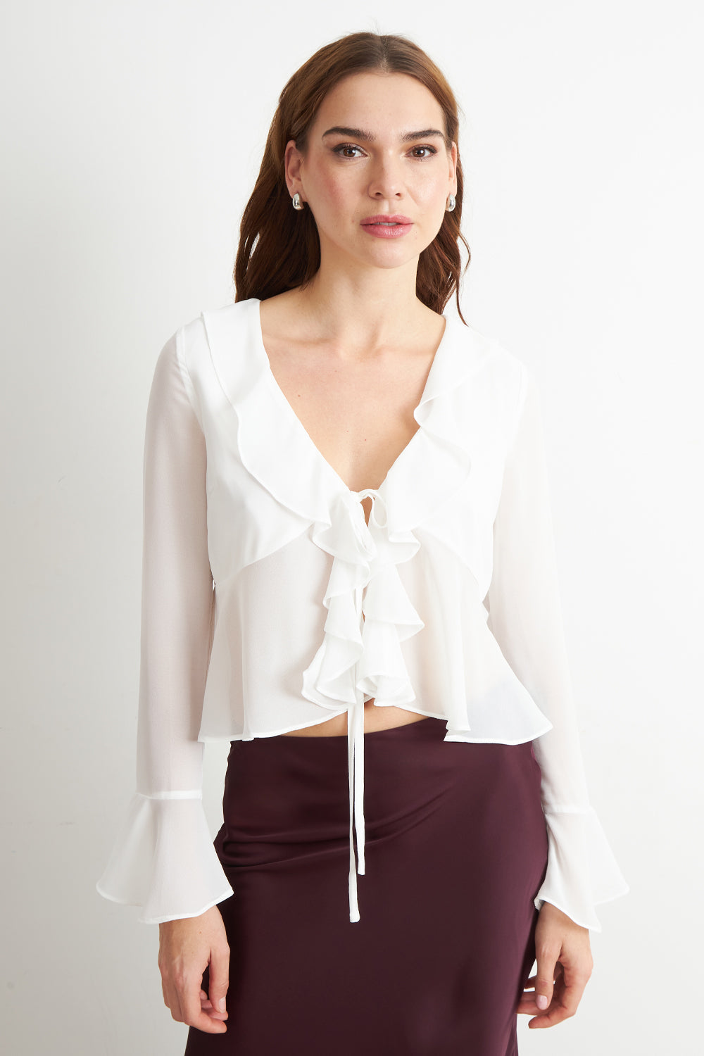 Blusa Vuelos Manga Larga Blanco