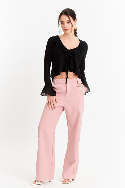 Blusa Vuelos Manga Larga Negro