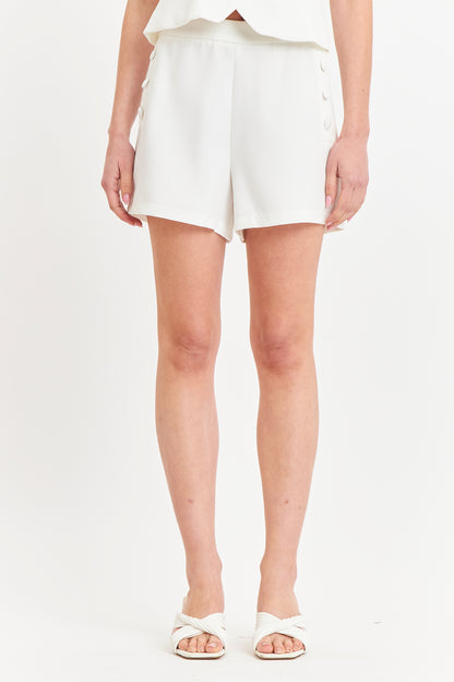 Short con Botones Delanteros Blanco