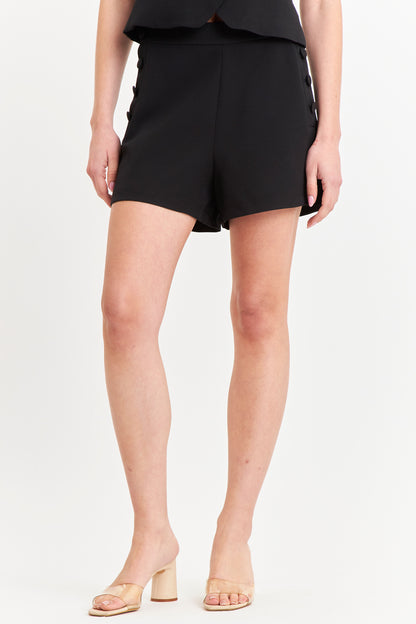 Short con Botones Delanteros Negro