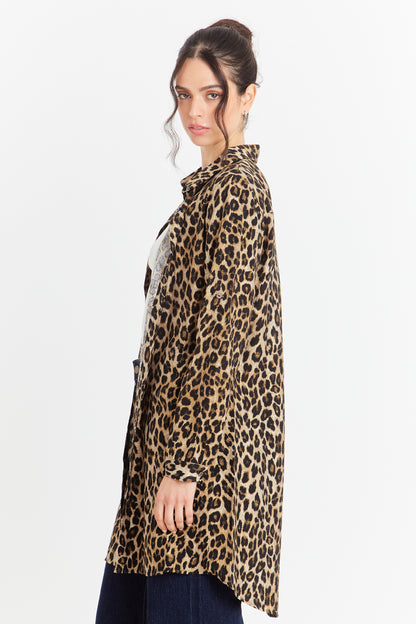 Vestido Tipo Camisero Animal Print